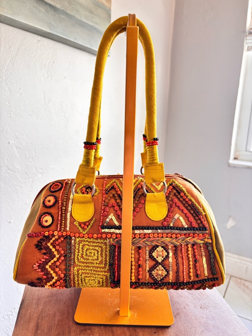 Boho Beaded Embroidered Statement Bag Festival Indie Purse - Picture 4 of 10